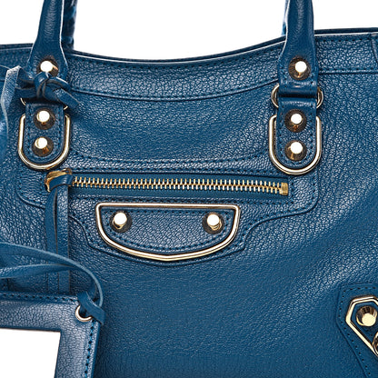 Balenciaga Shiny Goatskin Gold Metallic Edge Hardware S City Bleu Abysse 10 of 10