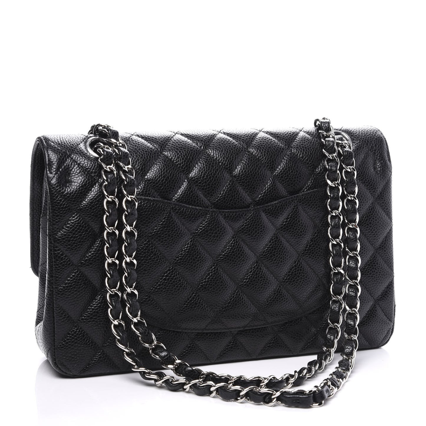 Caviar Quilted Medium Double Flap Black