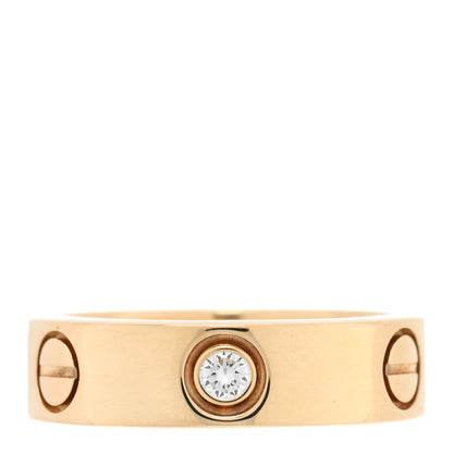 Cartier 18K Yellow Gold 3 Diamond 5.5mm LOVE Ring 53 6.25 1 of 4