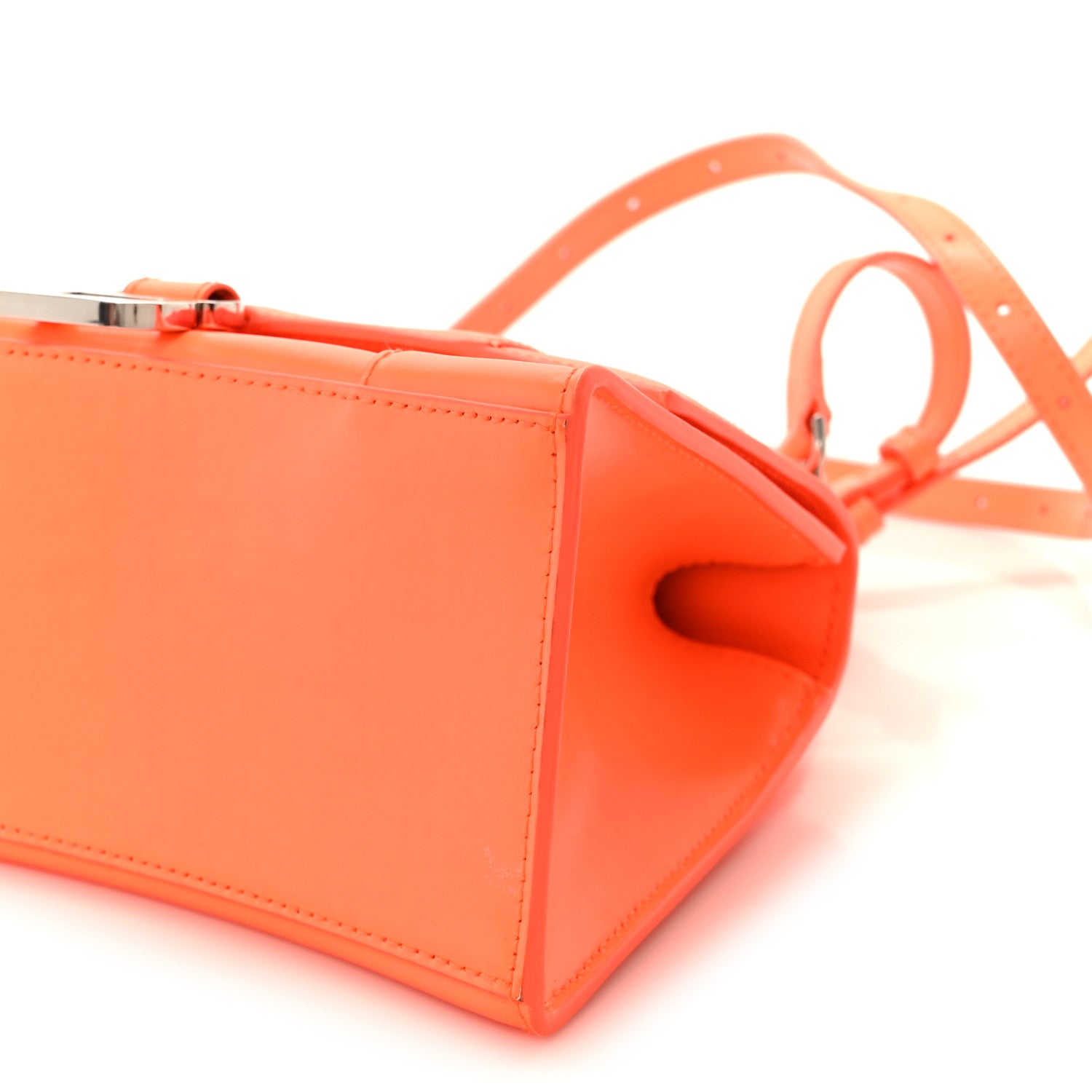 Balenciaga Shiny Box Calfskin Small Hourglass Top Handle Bag Fluo Orange 11 of 11
