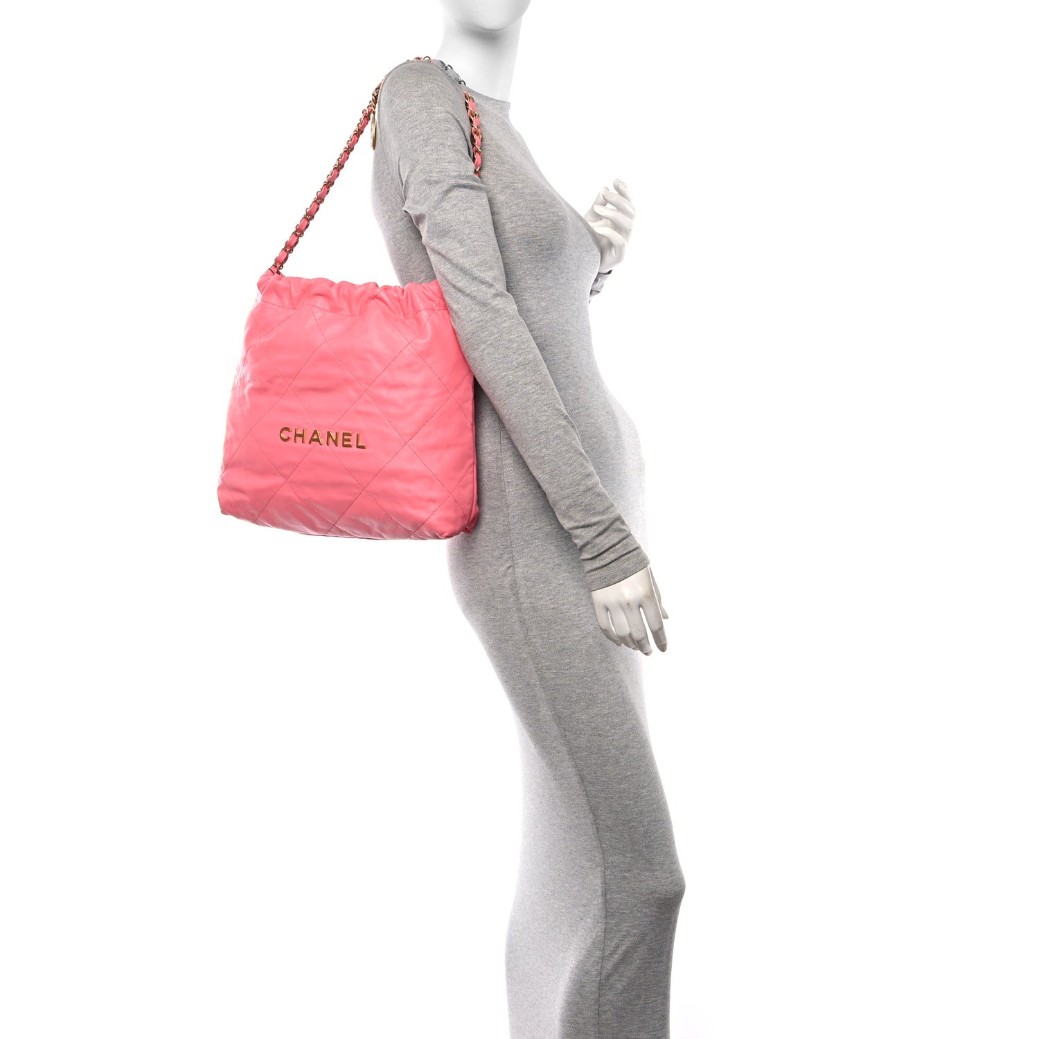 Chanel Shiny Calfskin Quilted Small Chanel 22 Coral Pink 2 of 11