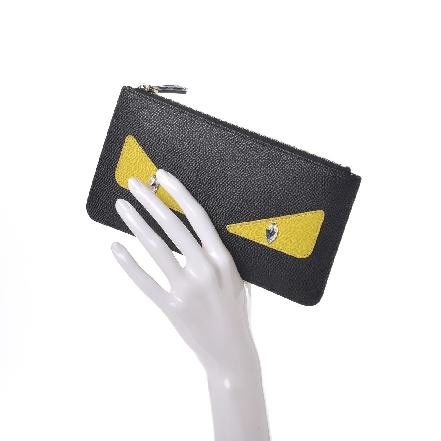 Vitello Elite Crystal Monster Eyes Zip Pouch Black Cedro