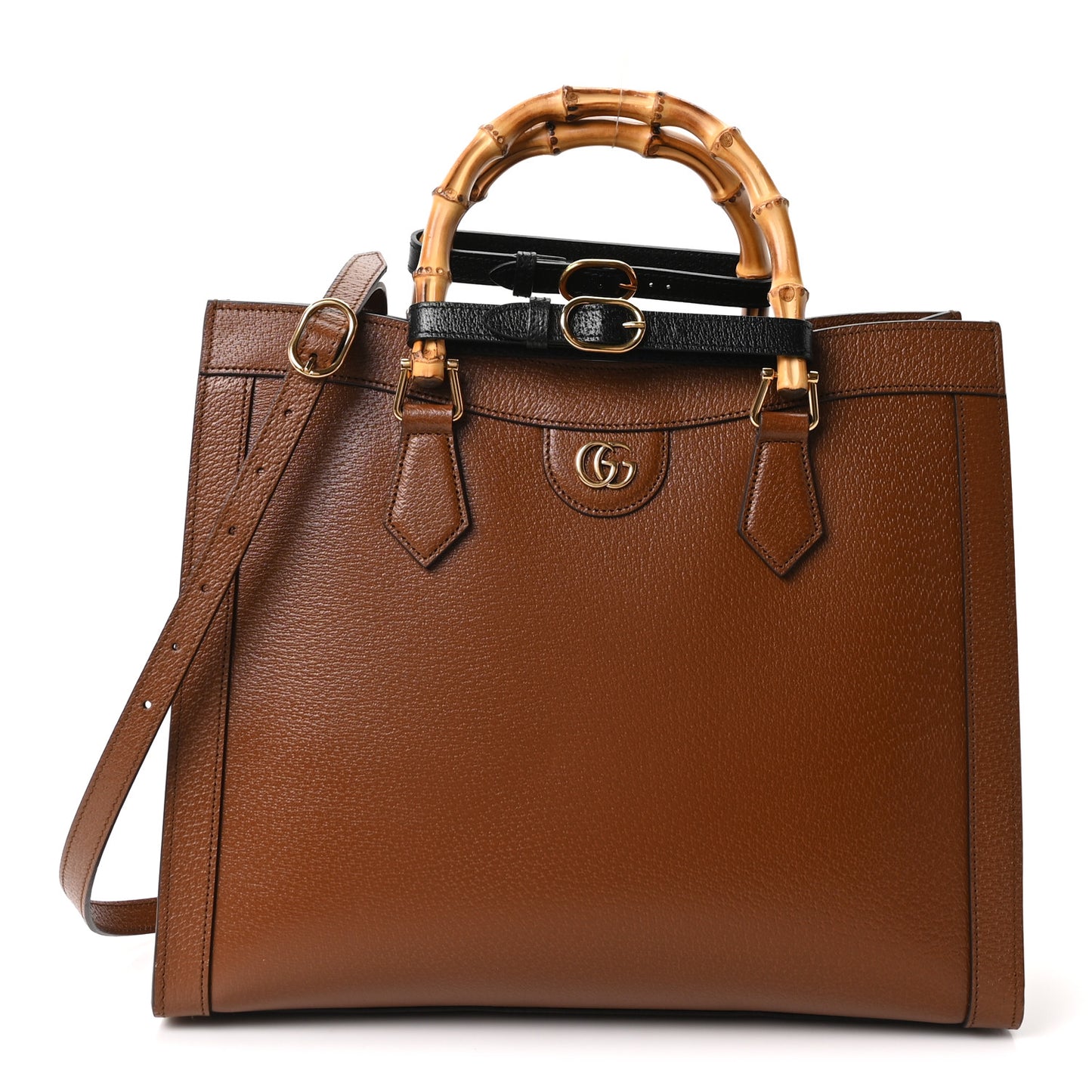 Textured Dollar Calfskin Large Diana Tote Bag Cuir Black