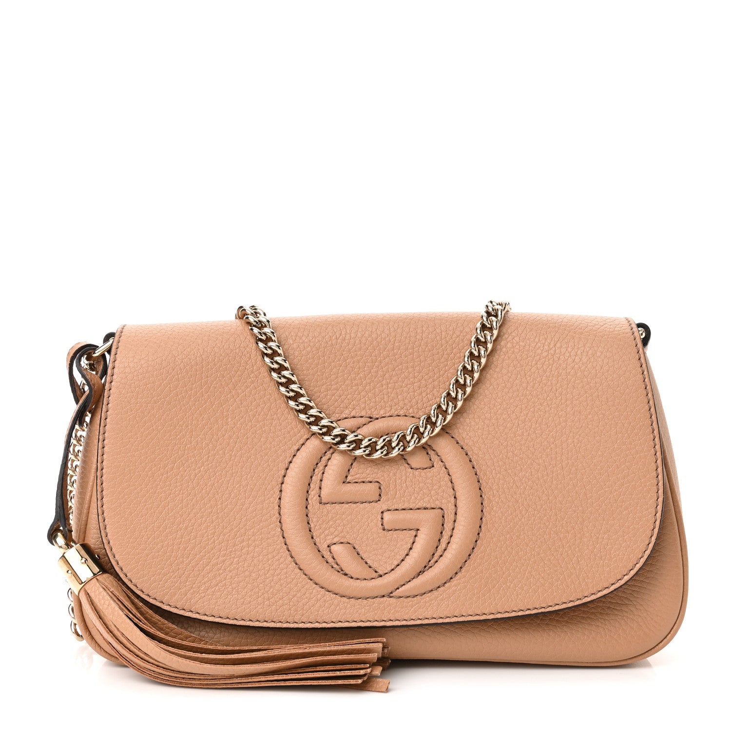 Gucci Pebbled Calfskin Medium Soho Flap Crossbody Camelia 1 of 10