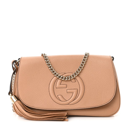 Gucci Pebbled Calfskin Medium Soho Flap Crossbody Camelia 1 of 10
