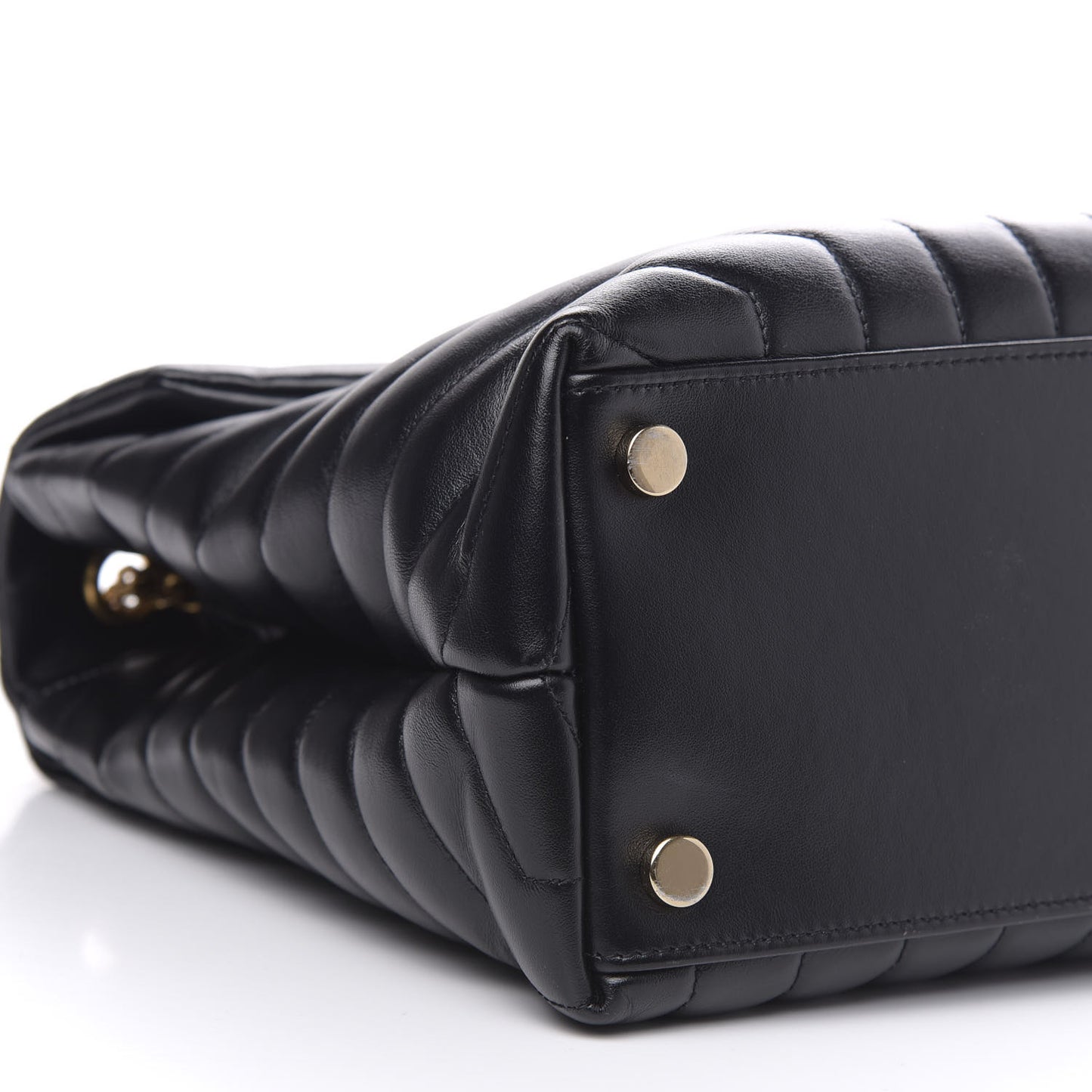 Calfskin Y Quilted Monogram Large Loulou Chain Satchel Black