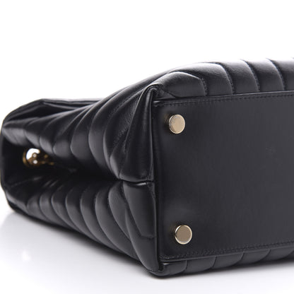 Saint Laurent Calfskin Y Quilted Monogram Large Loulou Chain Satchel Black 9 of 11