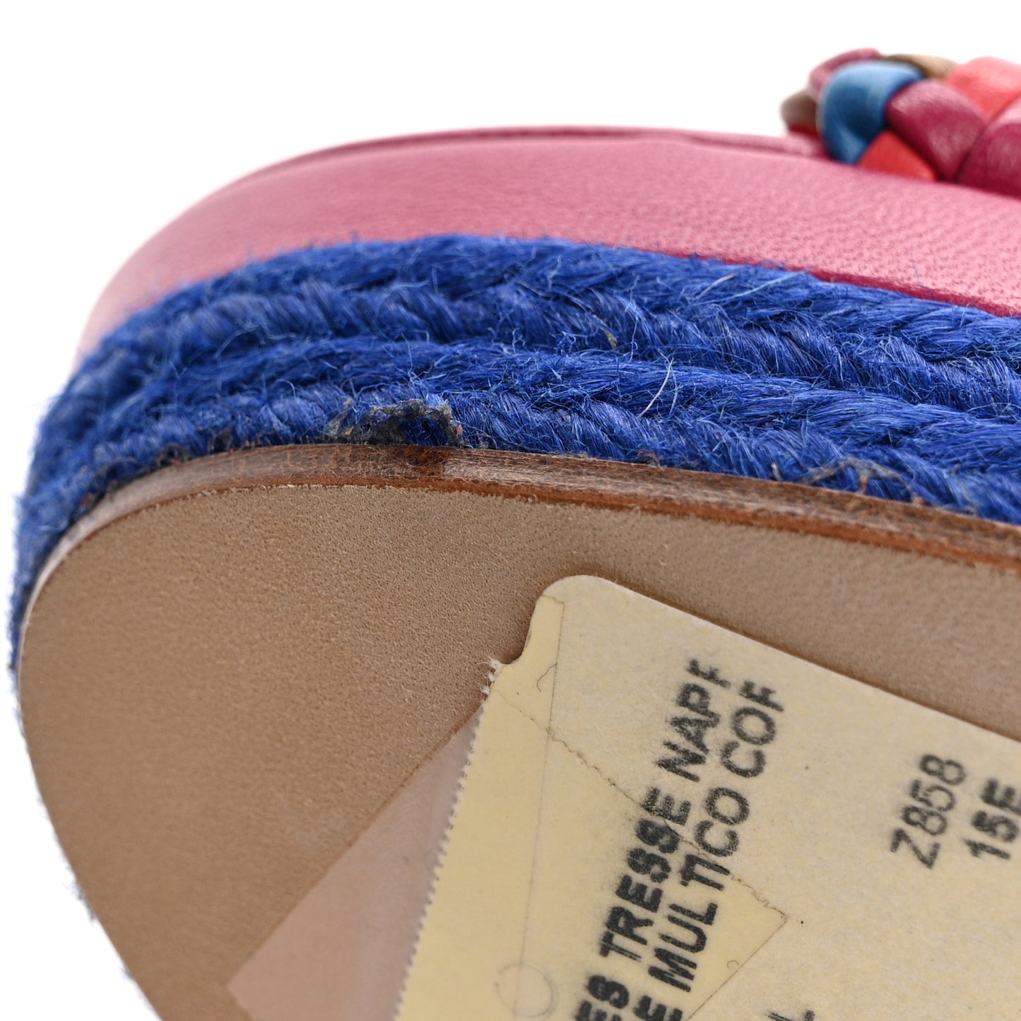 Braided Nappa Ines Espadrille Wedge Sandals 37 Corail Multicolor