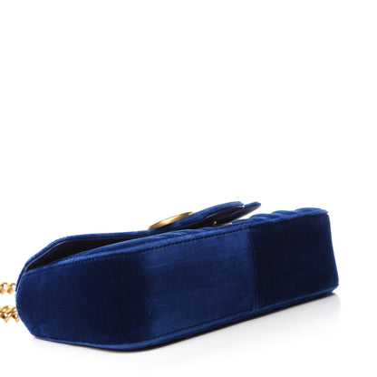Gucci Velvet Matelasse Mini GG Marmont Shoulder Bag Cobalt Blue 4 of 10