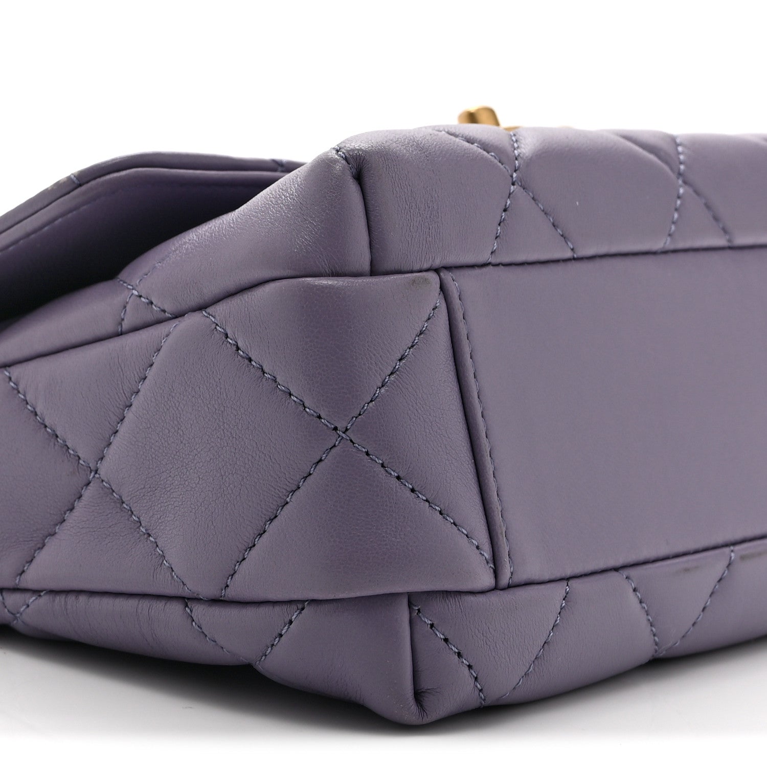 Chanel Shiny Lambskin Quilted Mini Pearl Logo Flap Light Purple 9 of 10