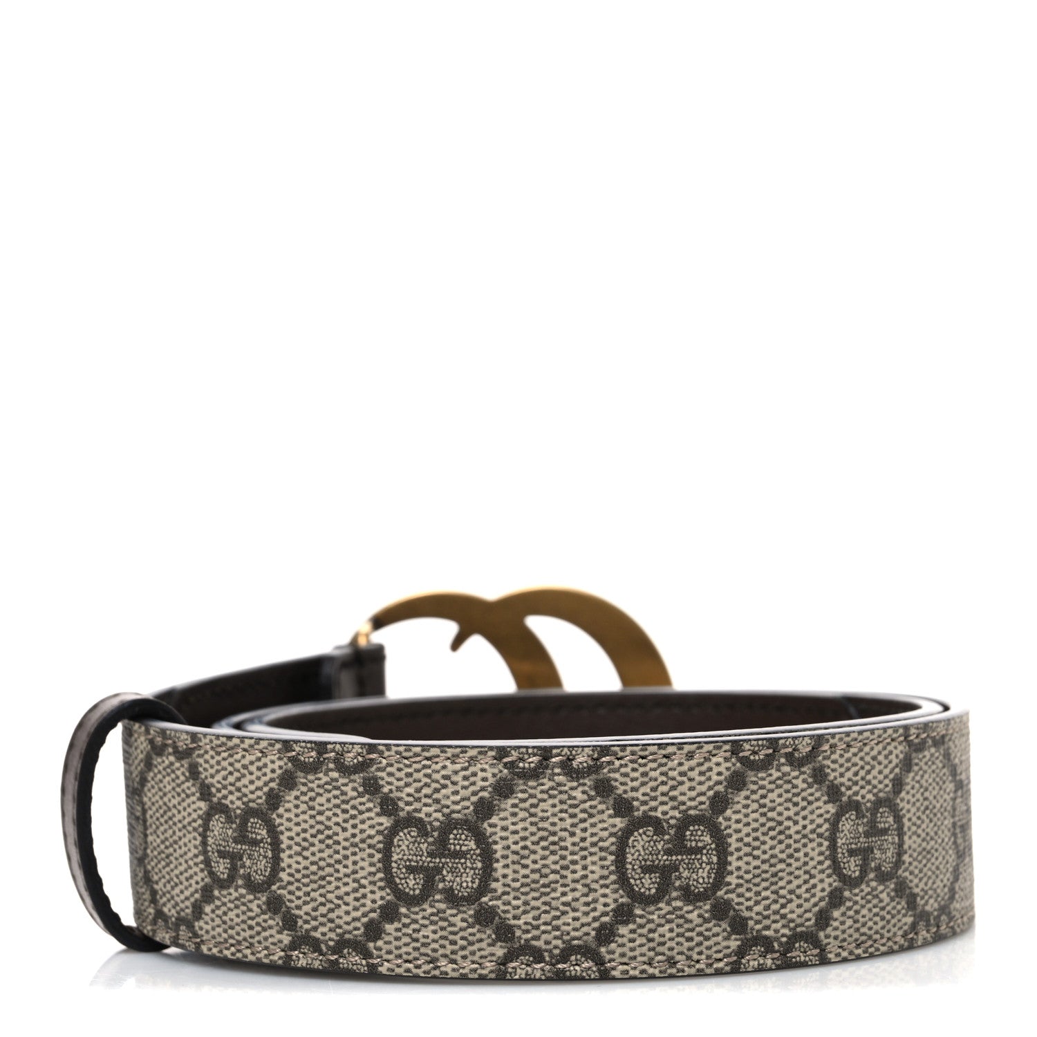 Gucci GG Supreme Monogram Matte Plutone Calfskin Double G 30mm Belt 70 28 Beige Ebony New Acero 2 of 5