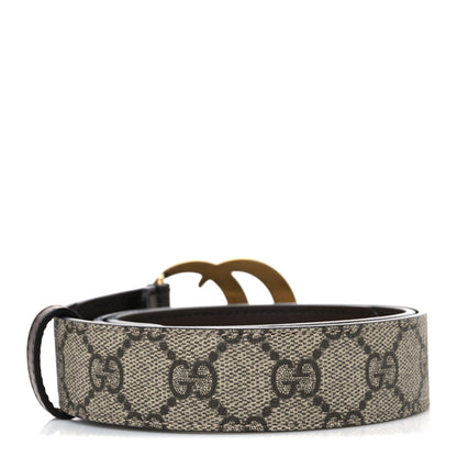 Gucci GG Supreme Monogram Matte Plutone Calfskin Double G 30mm Belt 70 28 Beige Ebony New Acero 2 of 5