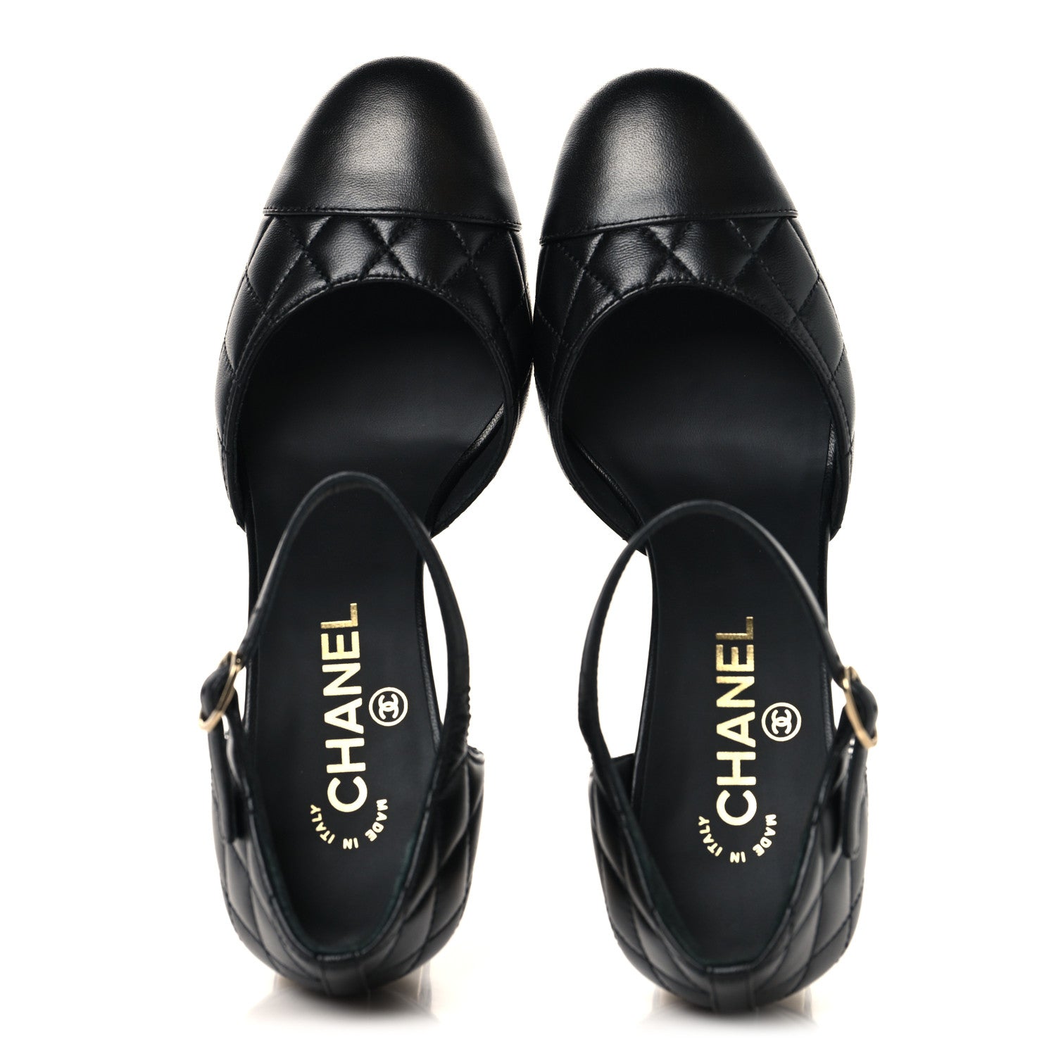 Chanel Lambskin Quilted Cap Toe Mary Jane Pumps 37.5 Black 2 of 10