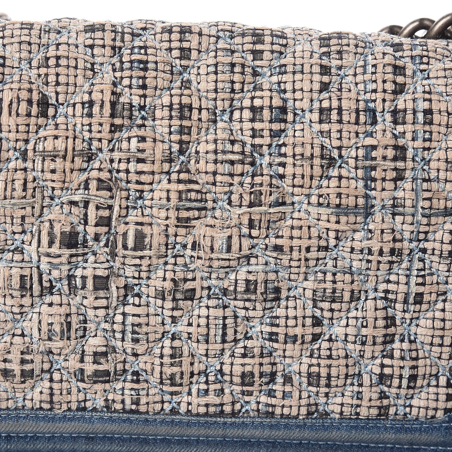 Tweed Denim Medium Boy Flap Dark Blue
