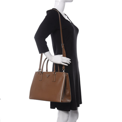 Prada Saffiano Medium Galleria Double Zip Tote Cannella Talco 3 of 10