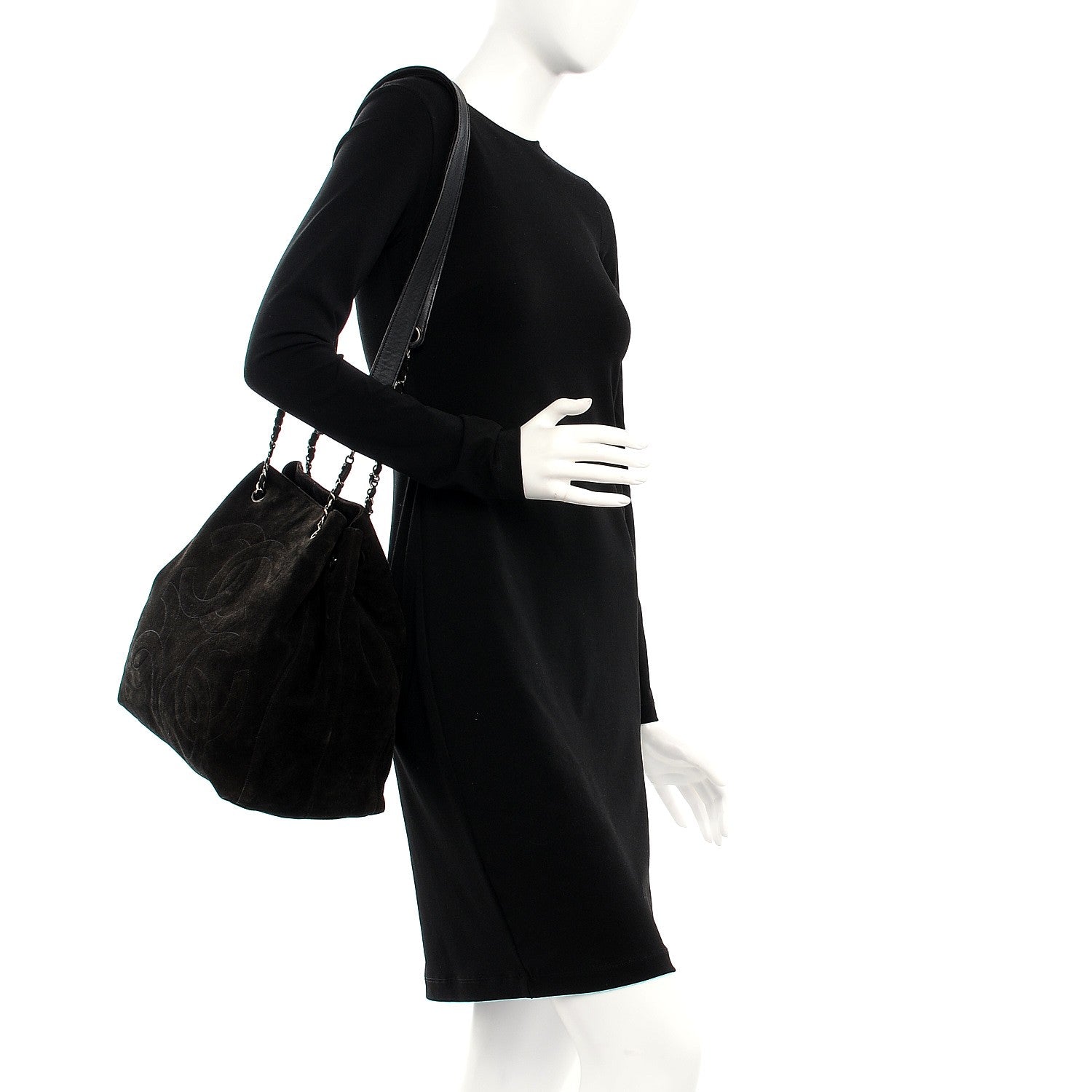 Chanel Suede CC Tassel Shoulder Bag Black 2 of 10