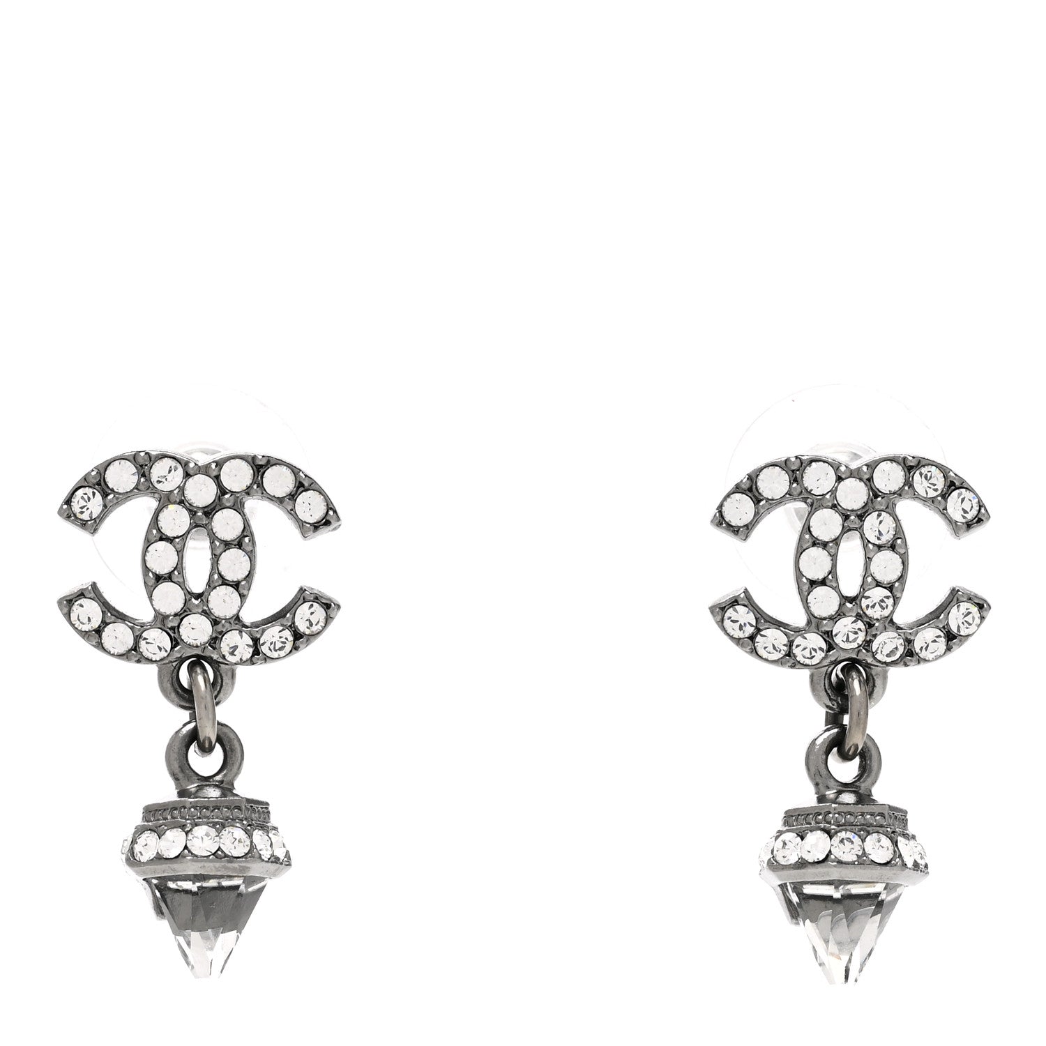 Chanel Ruthenium CC Crystal Drop Earrings 1 of 5