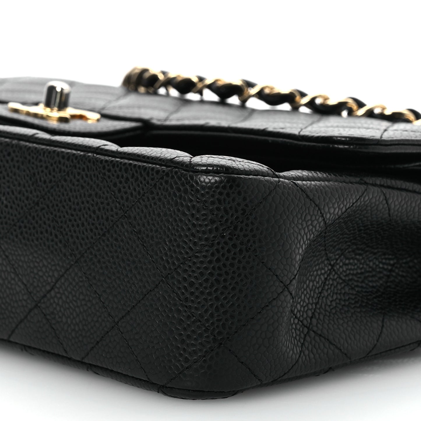 Caviar Quilted Medium Double Flap Black