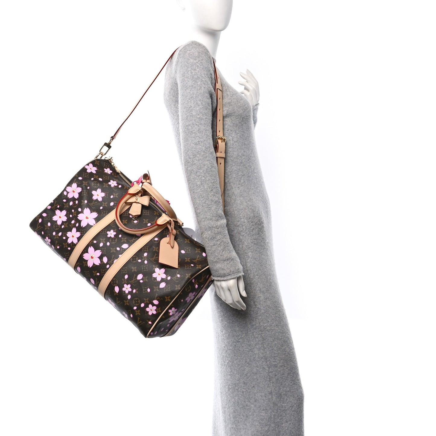 LV X TM Monogram Cherry Blossom Keepall Bandouliere 45 Sakura Brown