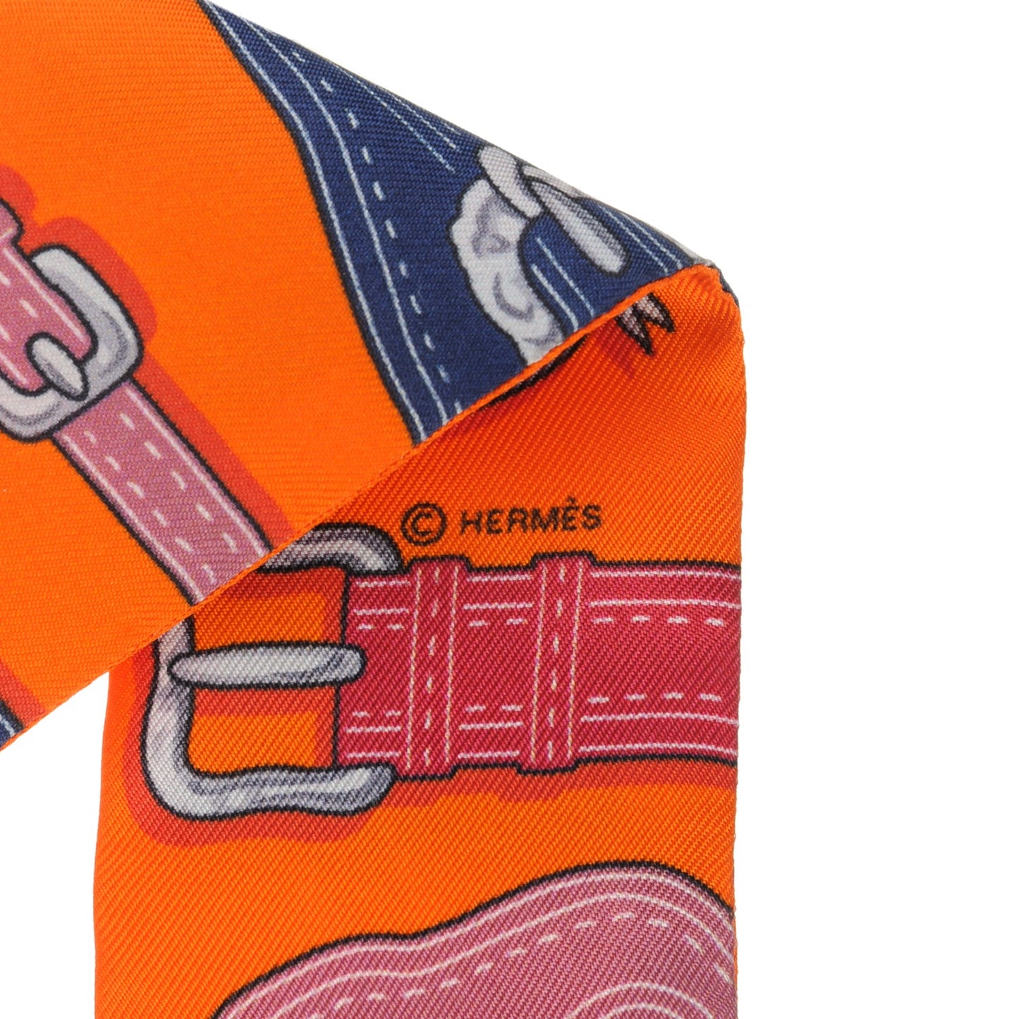 Silk Harnais Des Presidents Twilly Orange Violet Rose
