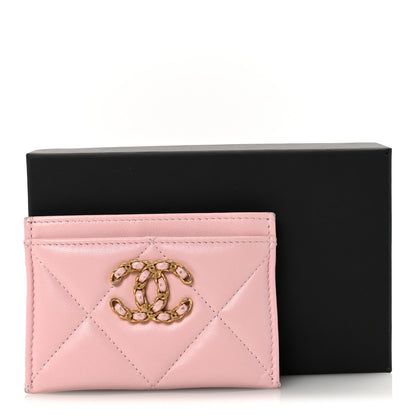 Chanel Lambskin Quilted Chanel 19 Card Holder Light Pink 9 of 9