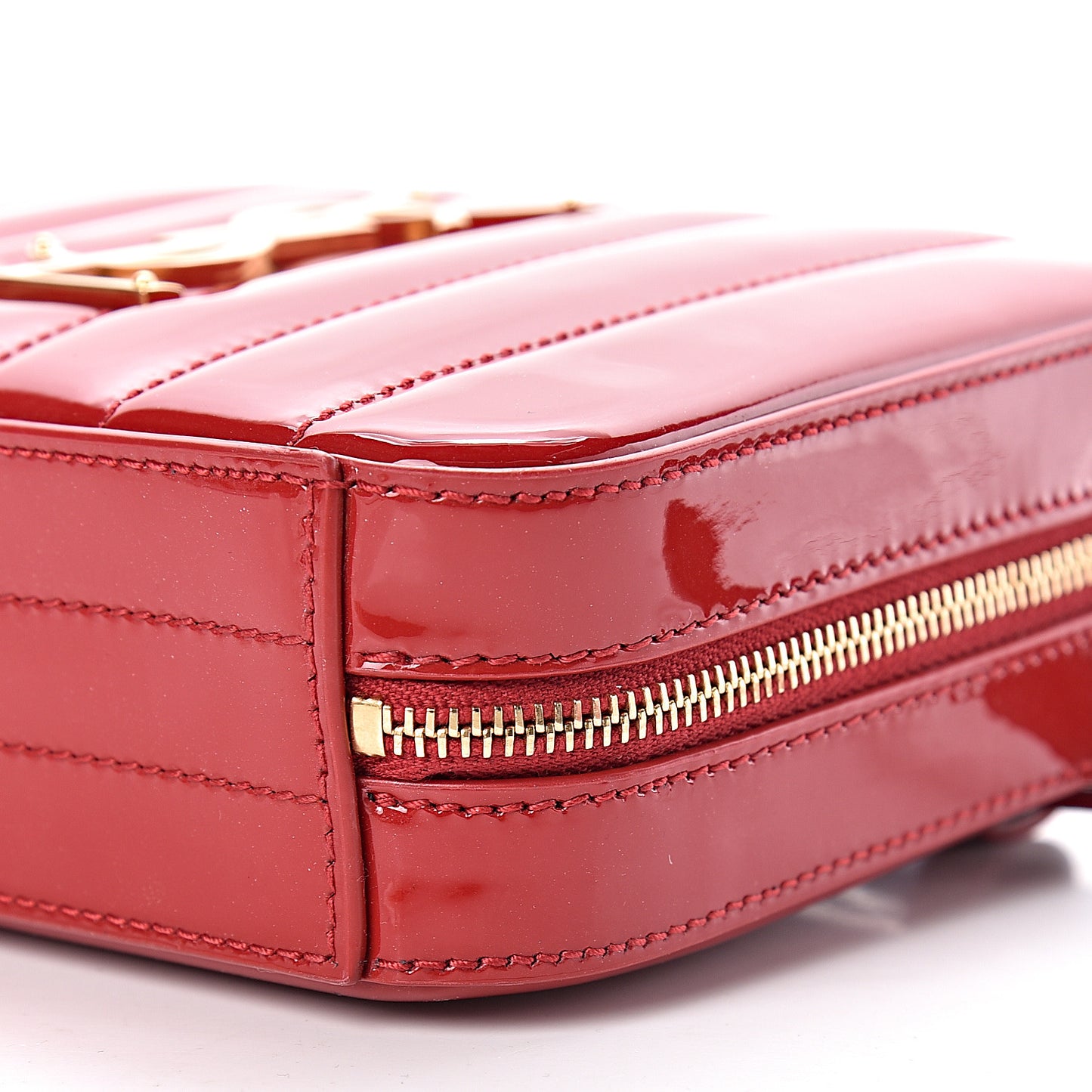Patent Matelasse Vicky Monogram Belt Bag Red