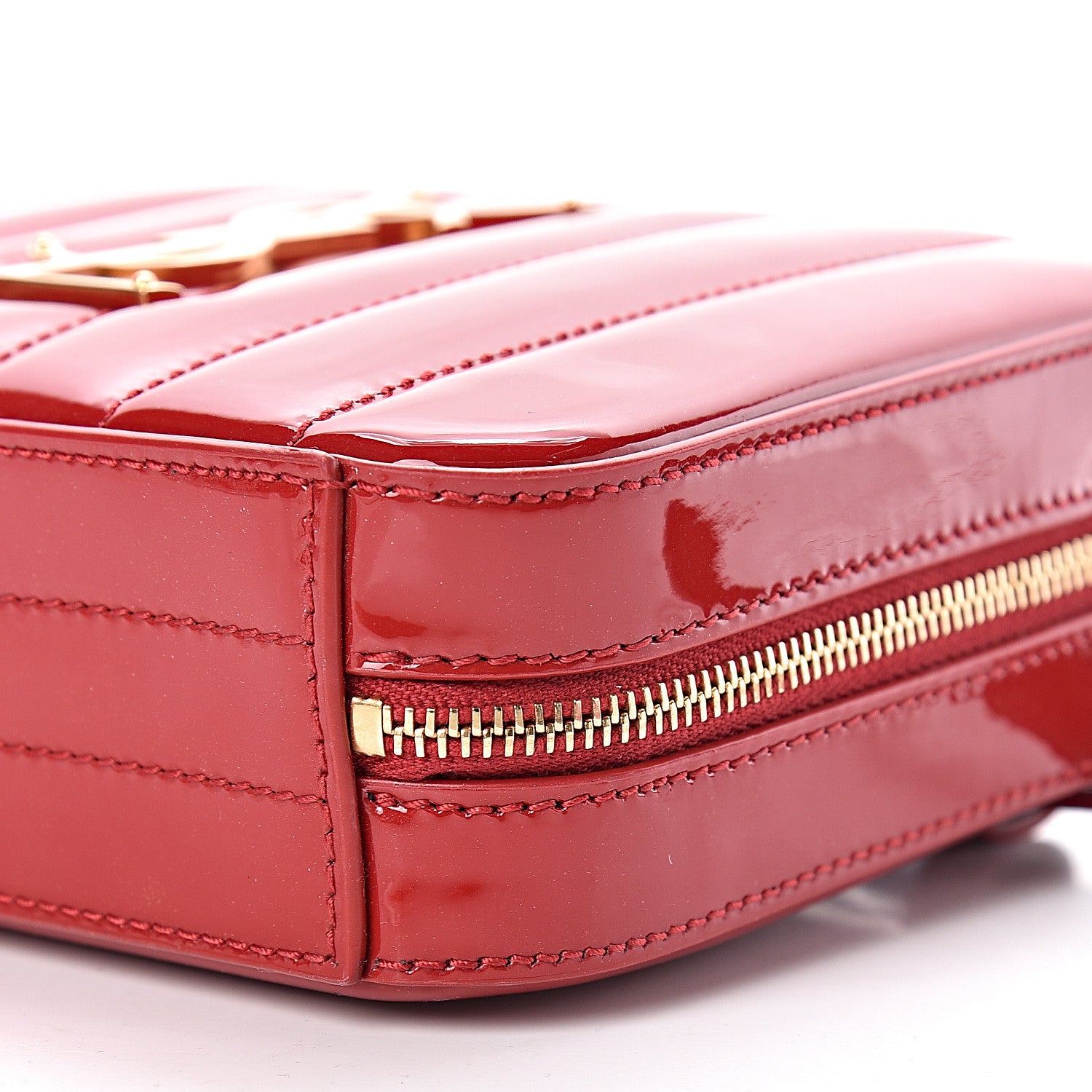 Saint Laurent Patent Matelasse Vicky Monogram Belt Bag Red 9 of 11