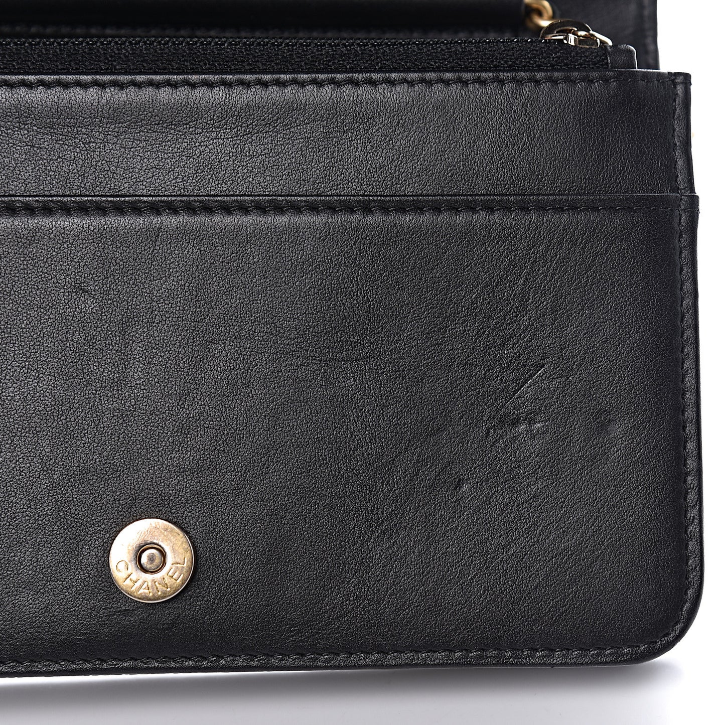 Caviar Chevron Quilted Boy Wallet On Chain WOC Black