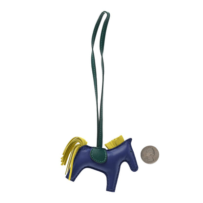Hermes Milo Lambskin Grigri Rodeo Horse Bag Charm PM Bleu Electrique Lime Malachite 2 of 3