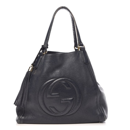 Gucci Pebbled Calfskin Medium Soho Shoulder Bag Blue 1 of 17