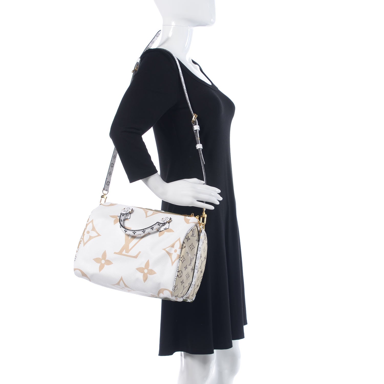 Louis Vuitton Monogram Giant Speedy Bandouliere 30 Kaki Beige 2 of 9