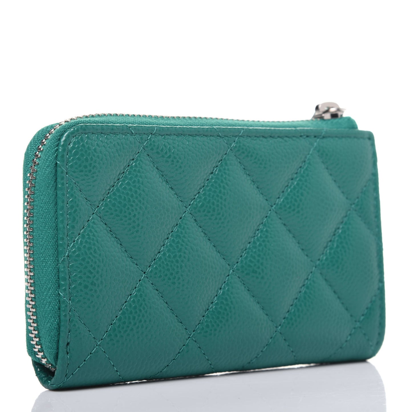 Caviar Quilted Zipped Key Holder Case Green