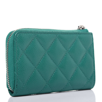 Chanel Caviar Quilted Zipped Key Holder Case Green 4 of 15