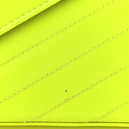 Saint Laurent Patent Grain De Poudre Matelasse Chevron Monogram Chain Wallet Neon Yellow 11 of 11