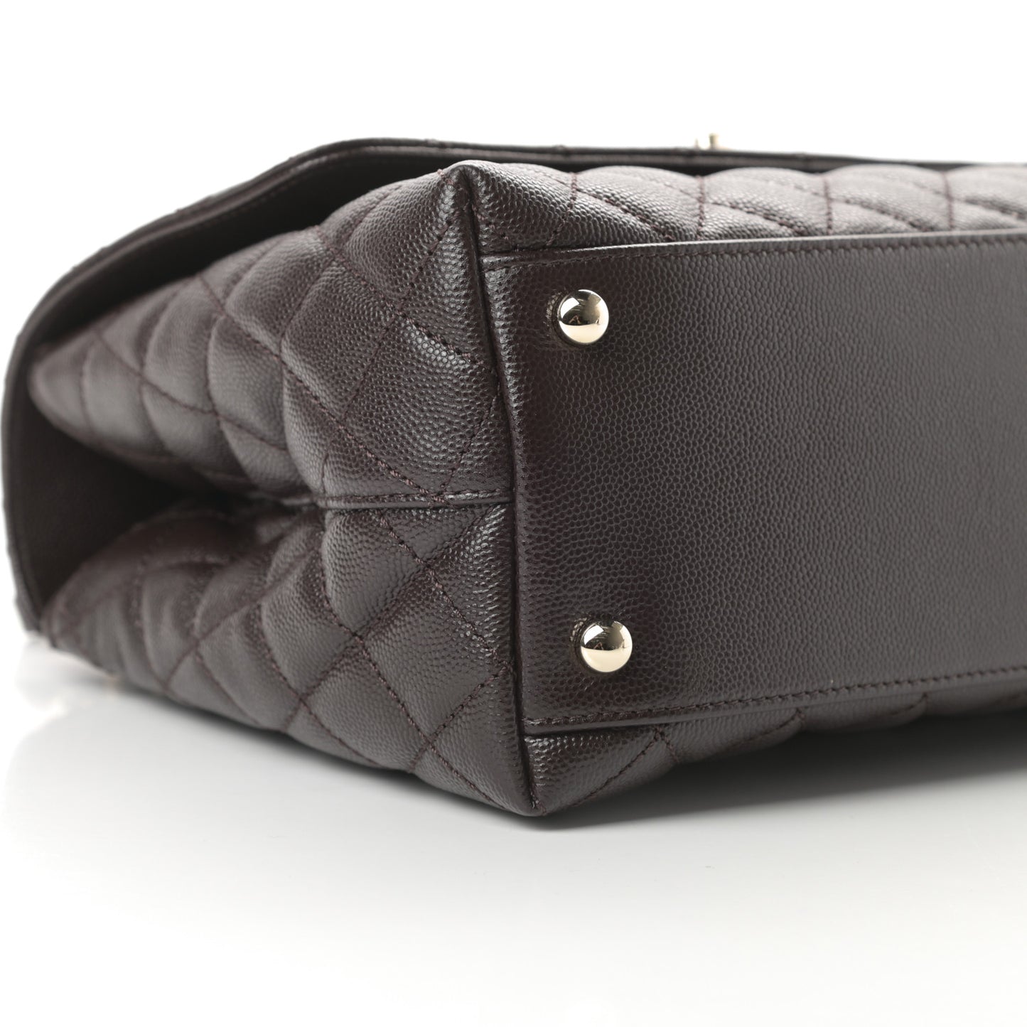Caviar Quilted Small Coco Handle Flap Dark Brown