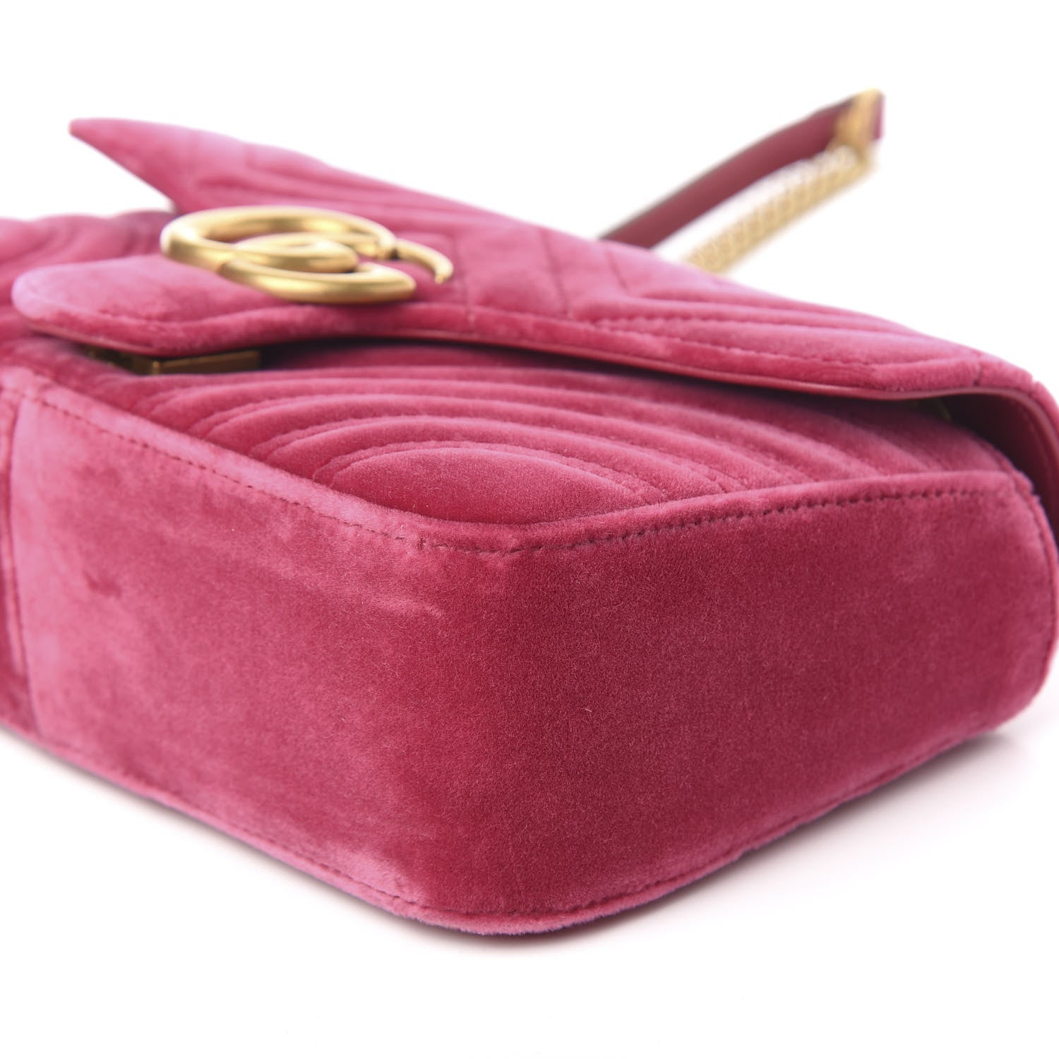 Gucci Velvet Matelasse Small GG Marmont Shoulder Bag Light Raspberry Rose 9 of 10