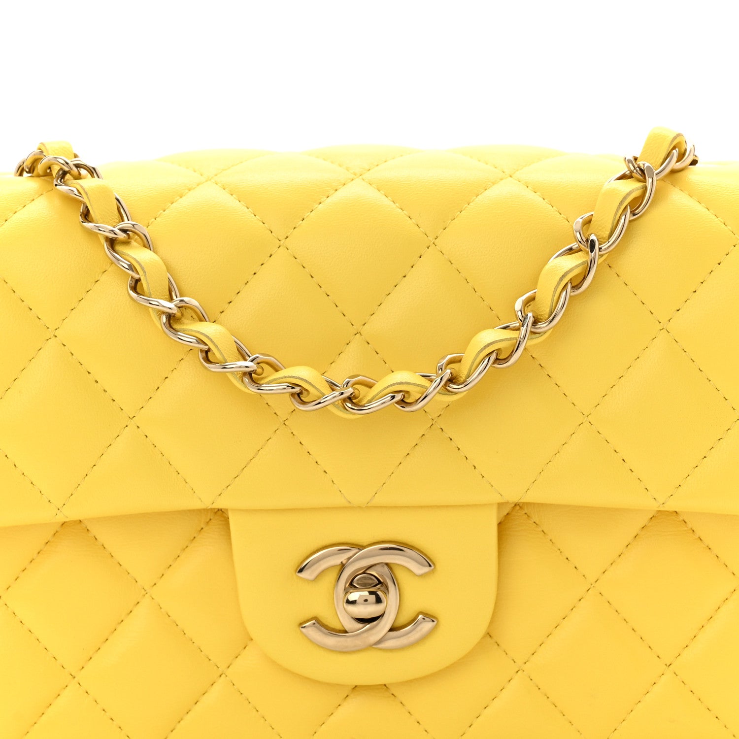Chanel Lambskin Quilted Mini Rectangular Flap Yellow 8 of 11