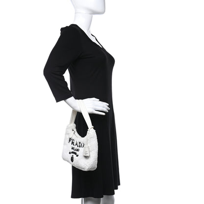 Prada Terry Cloth Mini Re-Edition 2000 Bag White Black 2 of 9