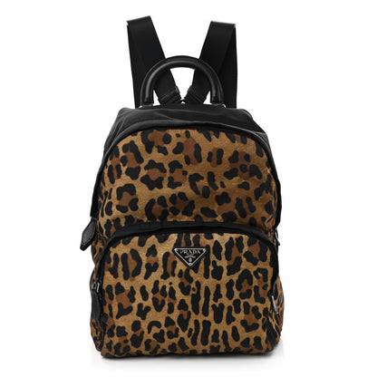 Prada Tessuto Nylon Leopard Print Backpack Miele Black 1 of 10