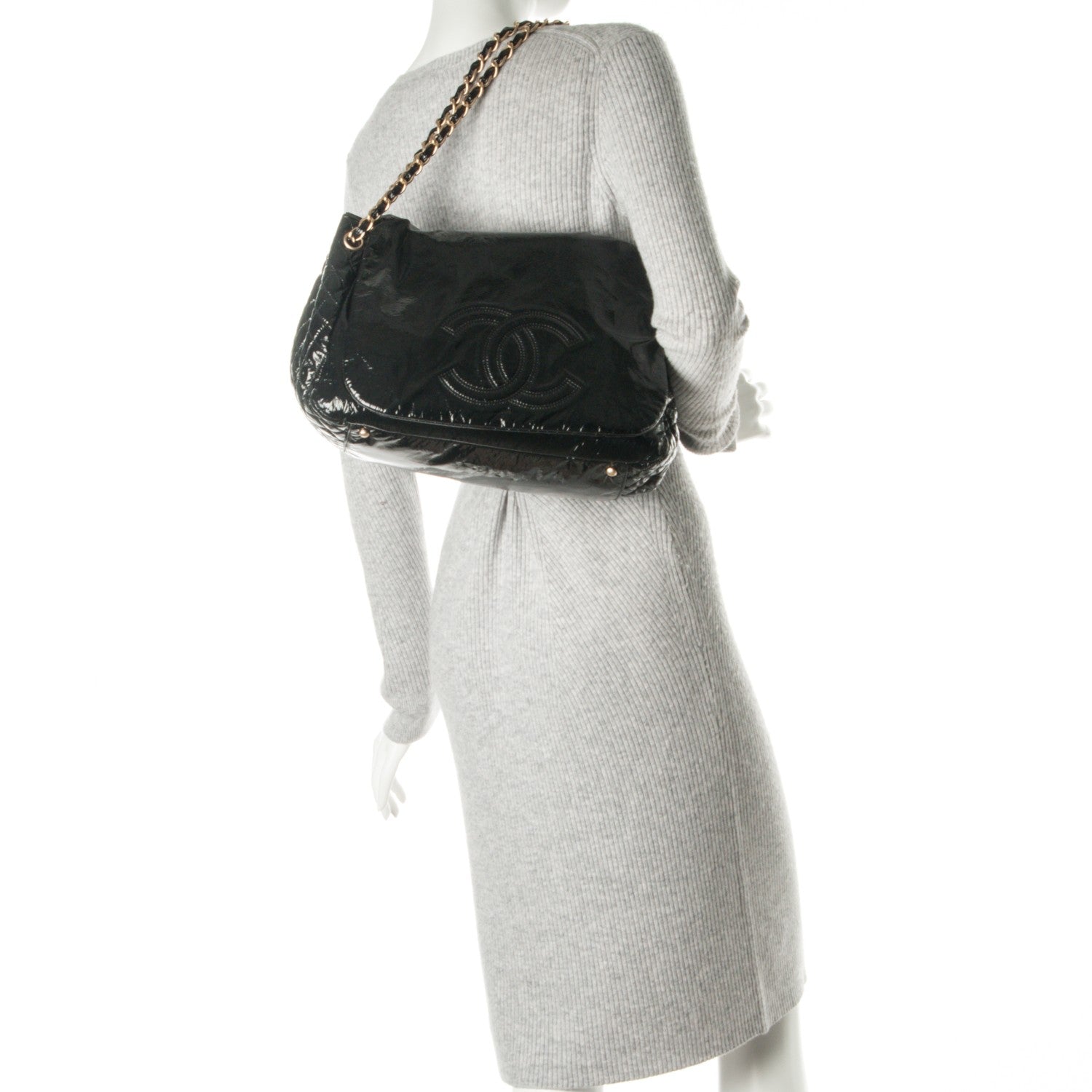 Chanel Vinyl XL Rock and Chain Flap Black 2 of 7