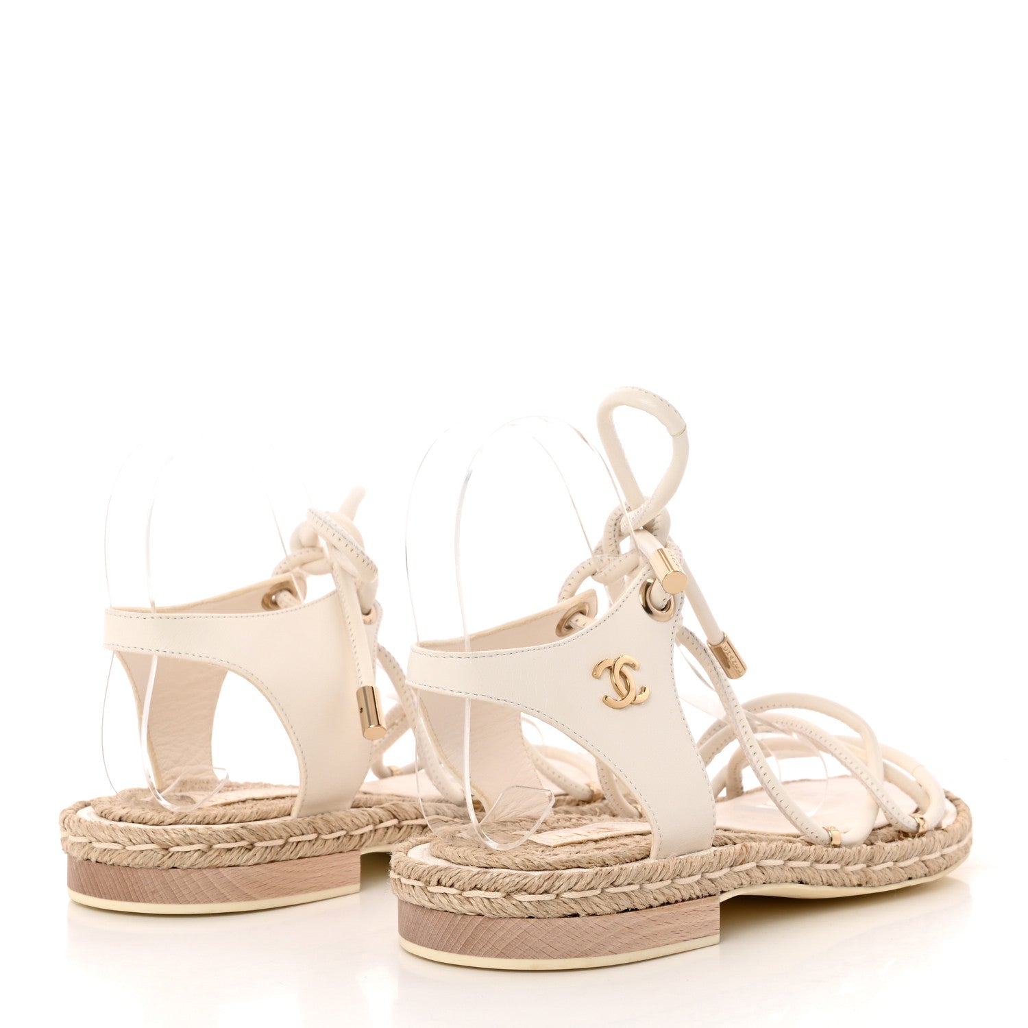 Chanel Lambskin Espadrille Sandals 36 White 4 of 9