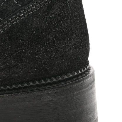 Chanel Suede Calfskin Quilted Lace Up Boots 38 Black 22 of 22
