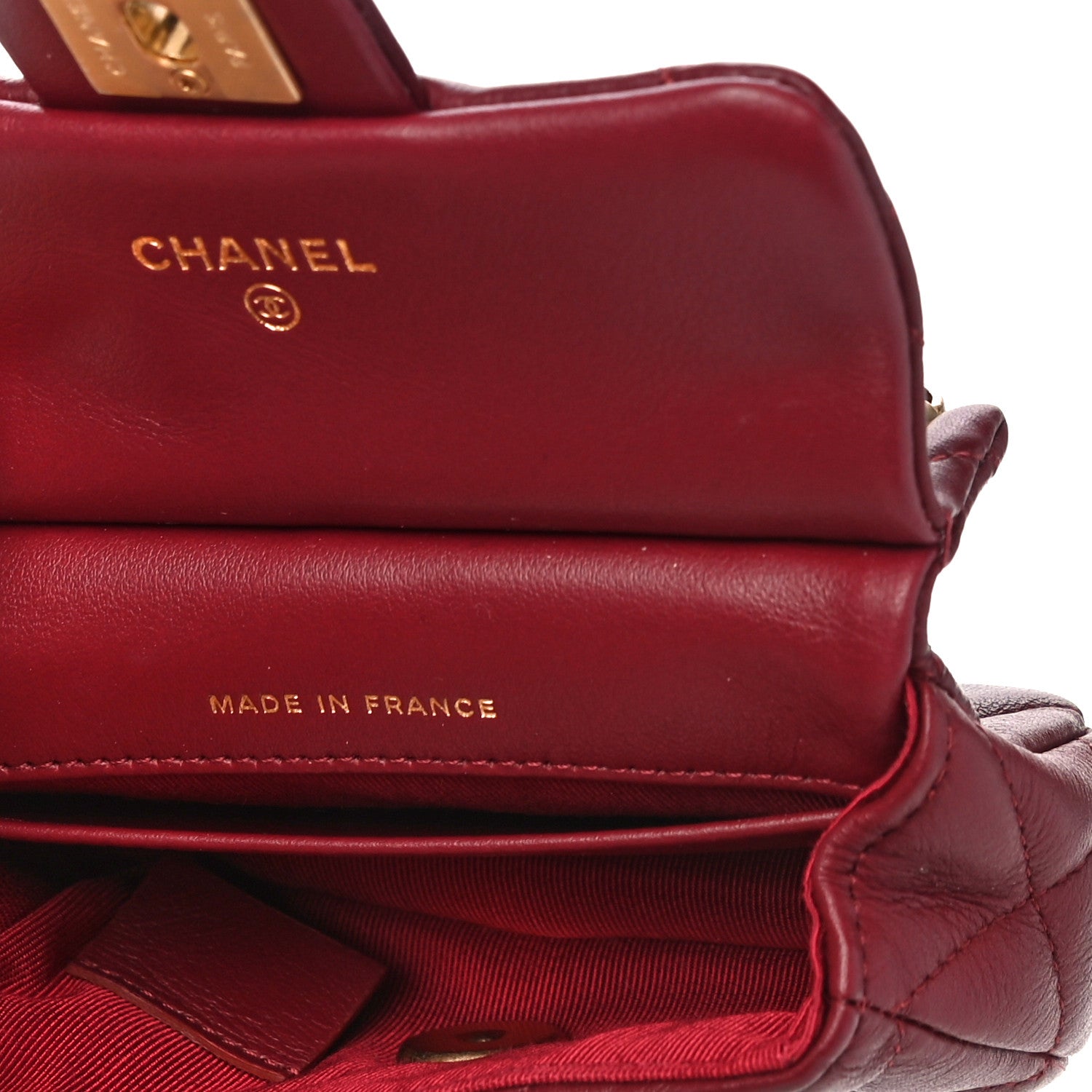 Chanel Calfskin Quilted Lady Handle Flap Card Holder With Chain Dark Pink 4 of 11