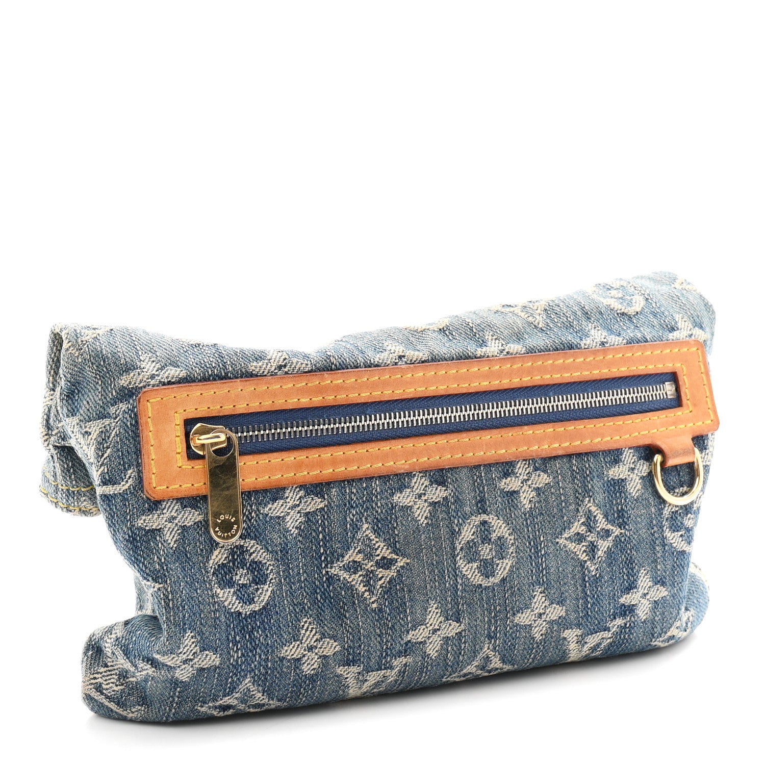 Louis Vuitton Monogram Denim Pochette Plat Clutch Blue 3 of 7