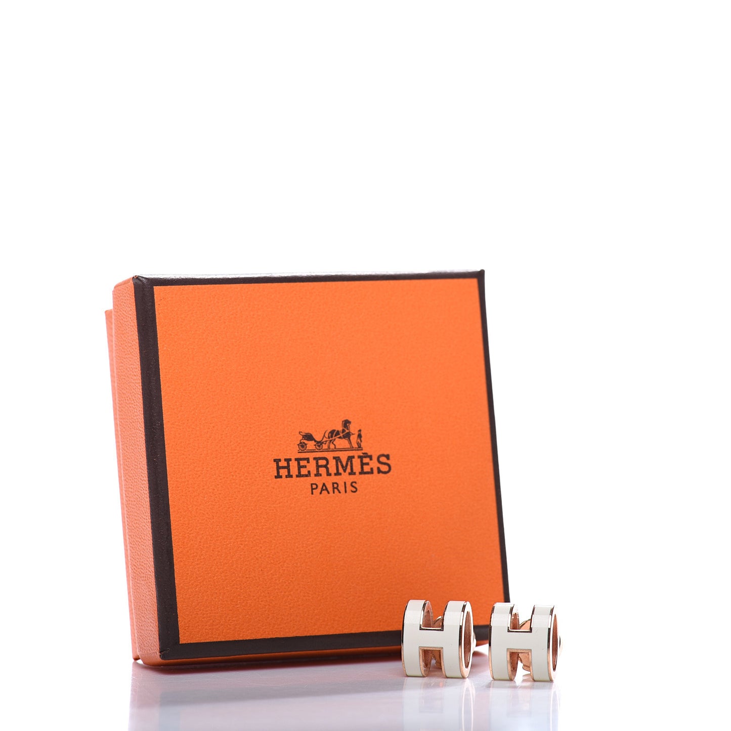 Rose Gold Lacquered Pop H Earrings Ecru