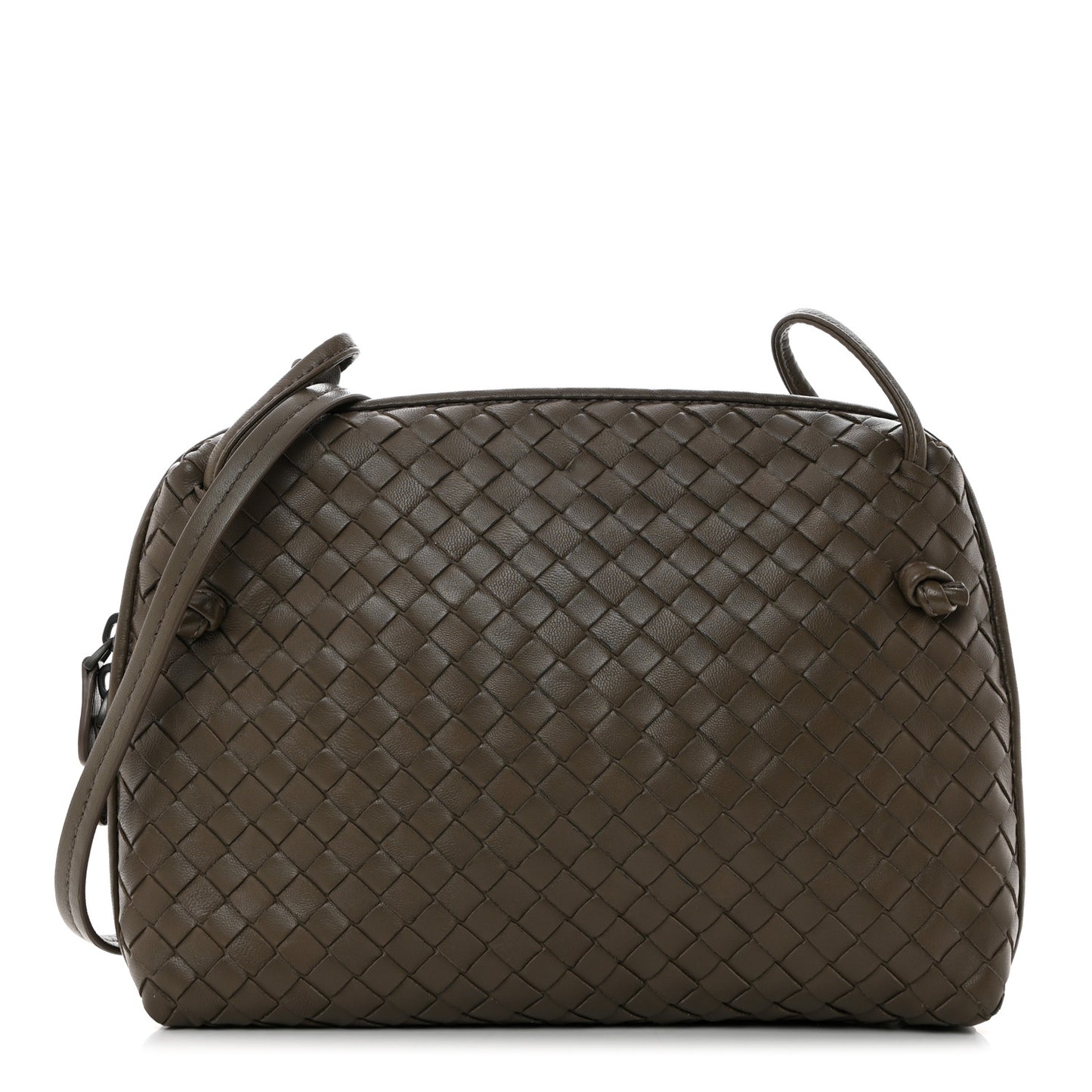 Nappa Intrecciato Nodini Crossbody Messenger Taupe Grey