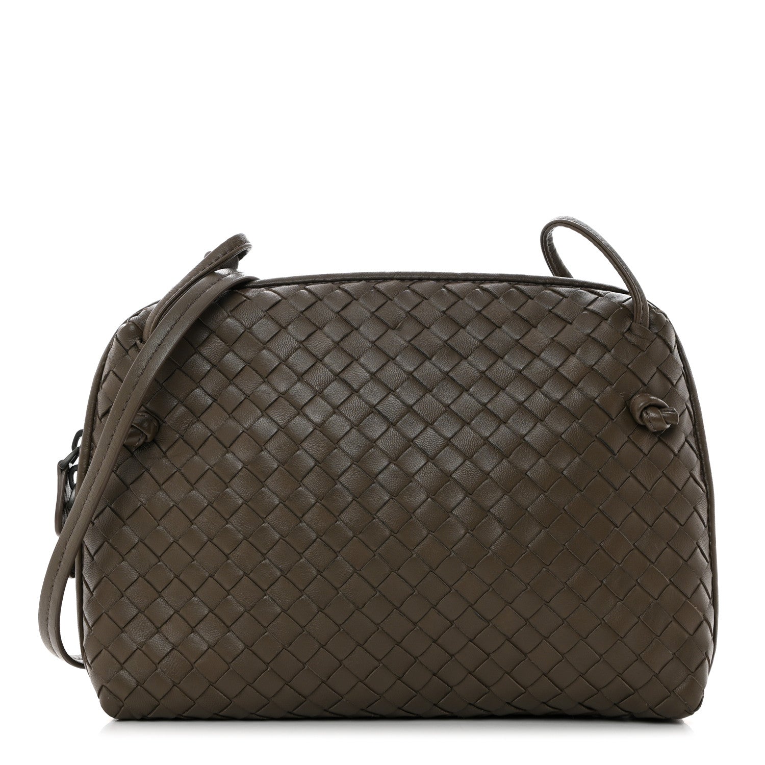 Bottega Veneta Nappa Intrecciato Nodini Crossbody Messenger Taupe Grey 1 of 11