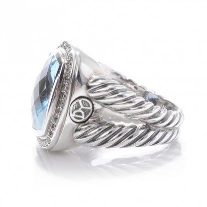 David Yurman Sterling Silver Diamond Blue Topaz 14mm Albion Ring 54 7 4 of 7