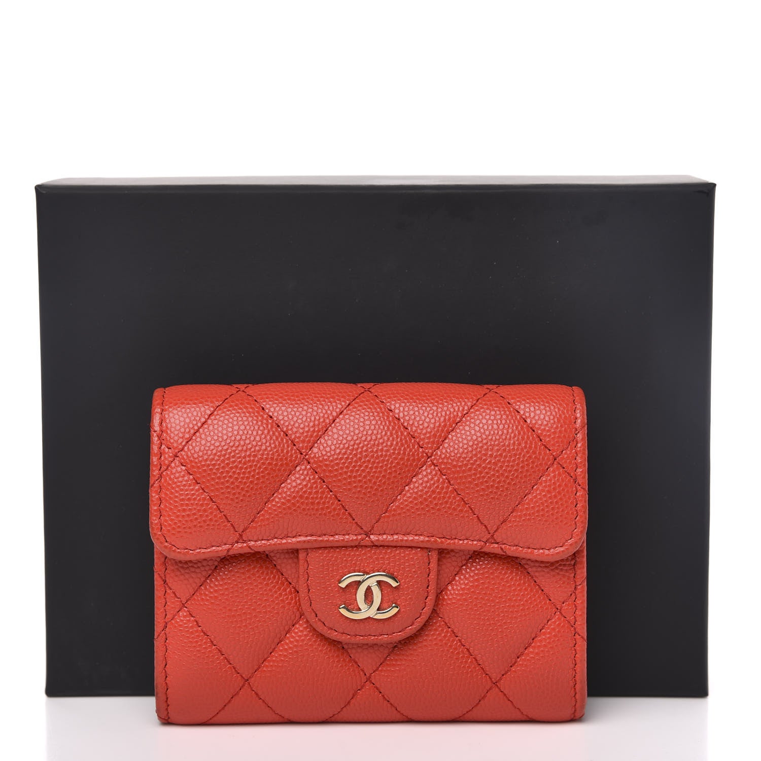 Chanel Caviar Quilted Flap Card Holder Wallet Red 9 of 9