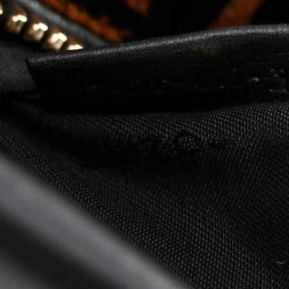 Fendi Mink Velvet Vitello Seta Inlaid Medium Peekaboo Iconic Satchel Tobacco Moro Black 8 of 13